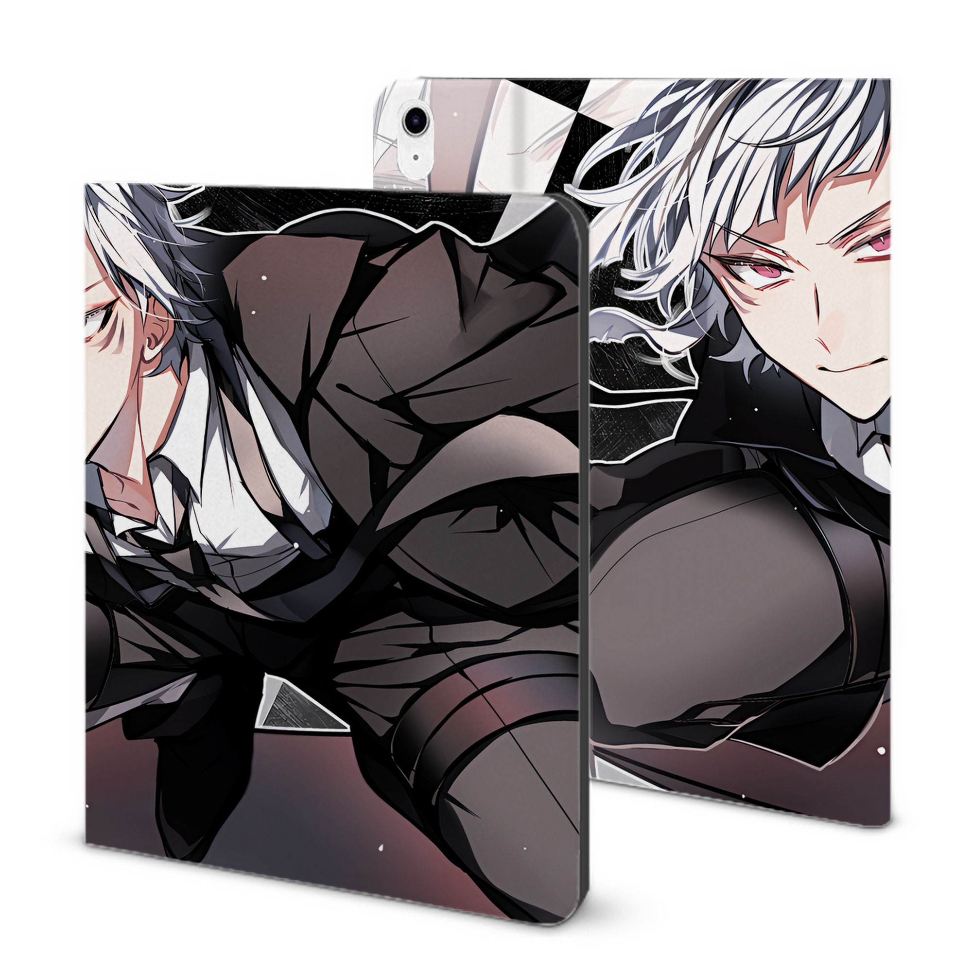 （画像用） 文豪ストレイドッグス Bungo Stray Dogs IPad ケース ブック型 PUレザー TPU 耐衝撃 軽量 薄型 ペン収納なし 全面保護 IPad 各モデル対応